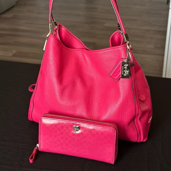 Coach Handbags - 2014 Coach Madison Phoebe Hot Pink Leather 3 Compartment Shoulder Bag & Wallet💖